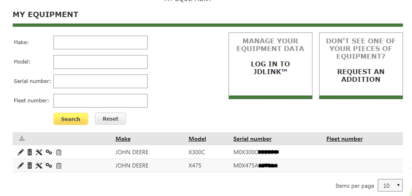 equipment page