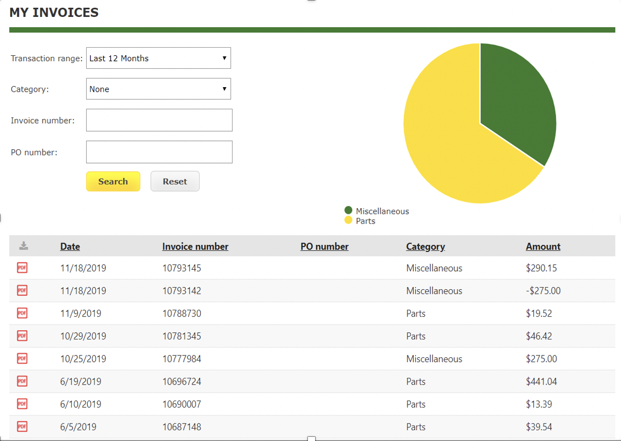 invoice screen