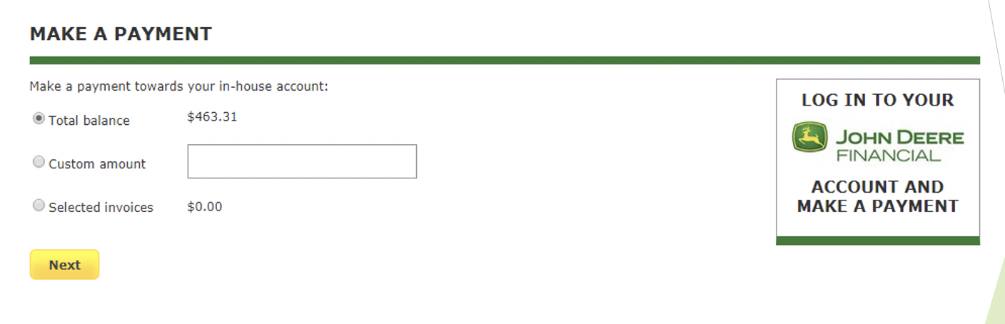 make a payment screen