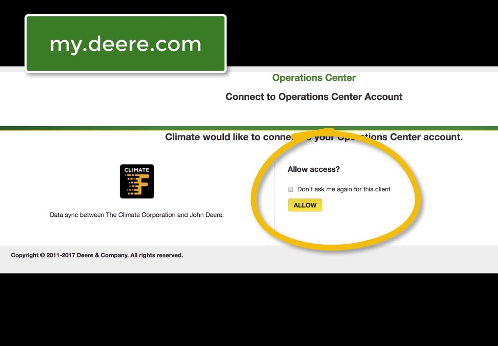 Connect Climate FieldView to John Deere Operations Center