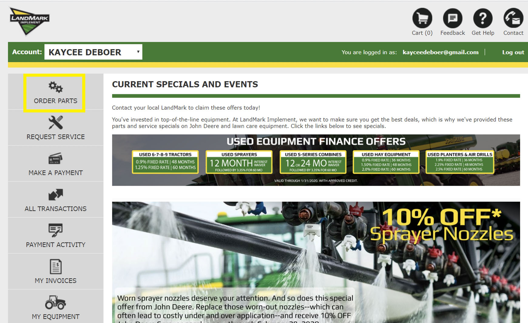 order parts homepage