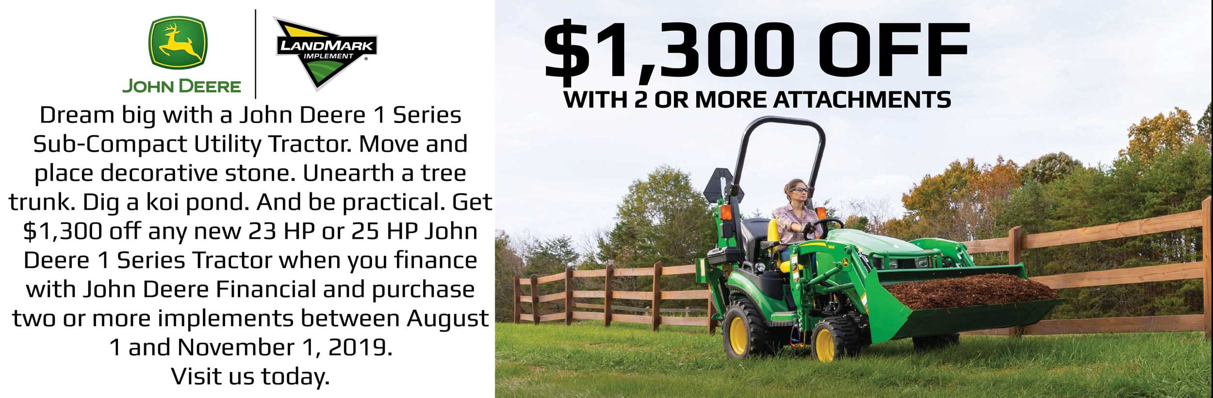 $1300 pff John Deere 1 series sub-compact utility tractors