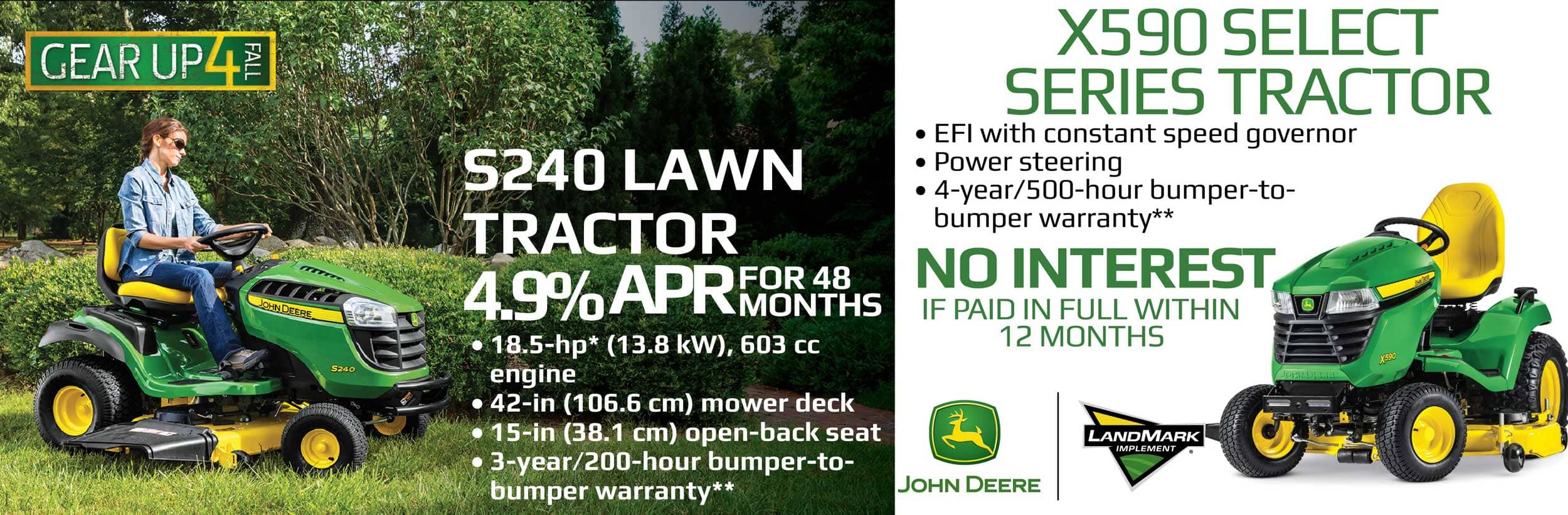 Run With An s240 or x590 lawn tractor
